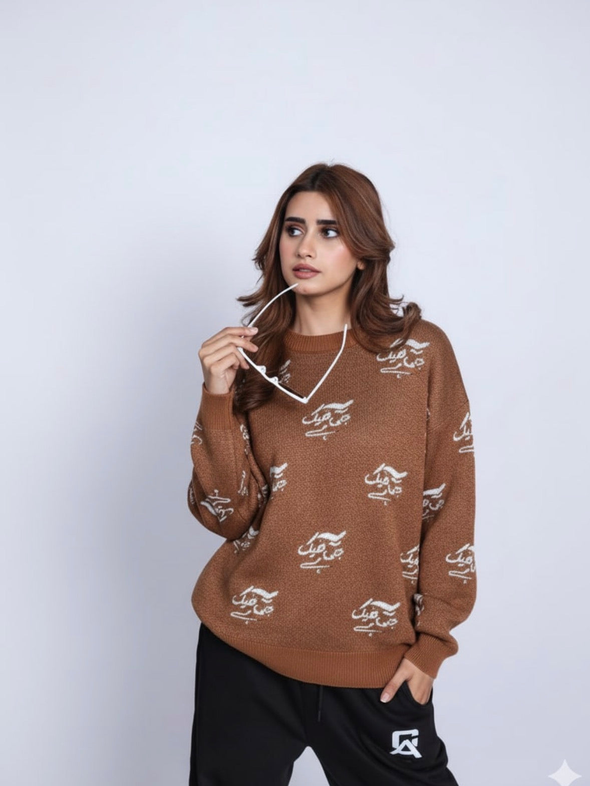 “Yeh Bhi Theek Hai” Relaxed Knit Unisex Sweater — Rust Brown