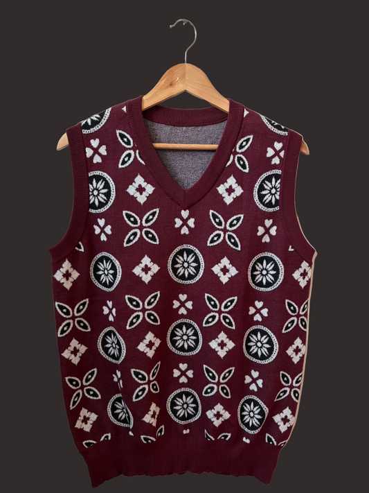 Ajrak Heritage Knit — V-Neck Vest